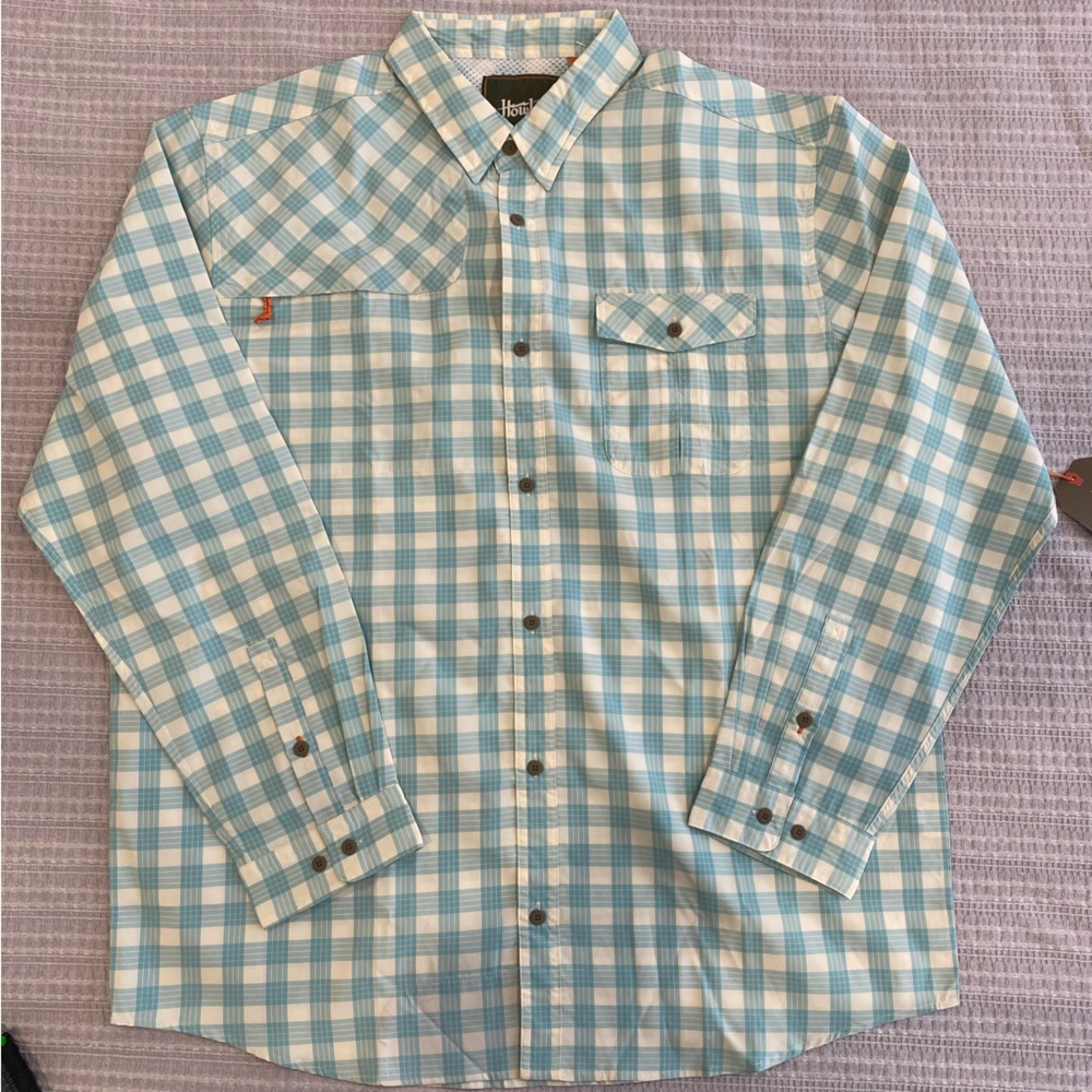 Howler Brothers Light Blue and White Plaid Button-Down Shirt